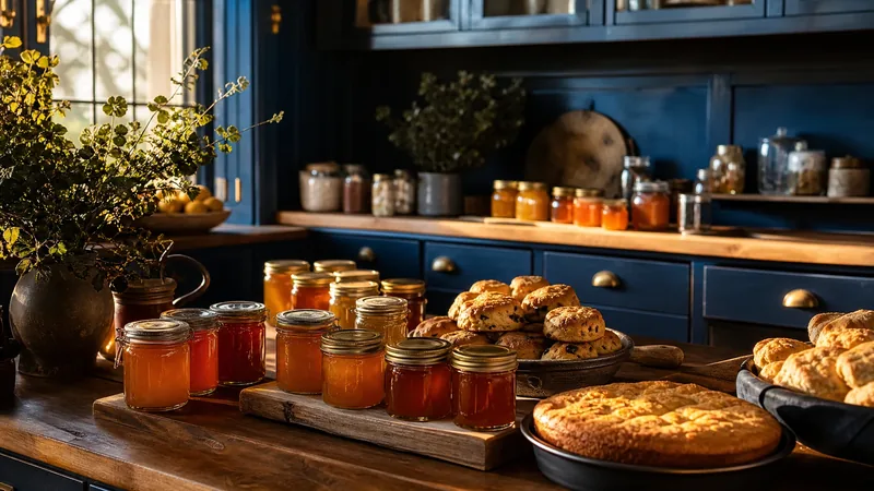 Home kitchen counter with jars and baked goods ready for market, How to Start a Cottage Food Business in Maine