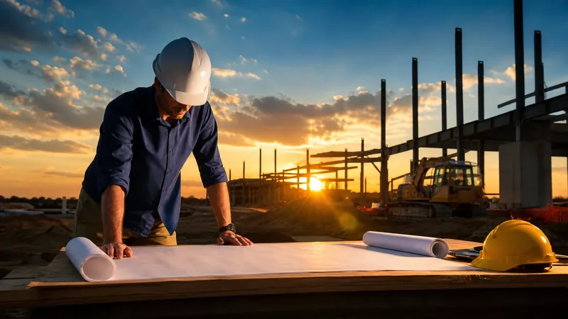 Contractor reviewing blueprints at a jobsite, How to Start a General Contractor Business in Maine