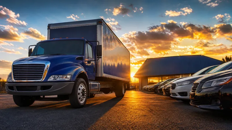 Box truck and cars outside a small auto lot, How to Start a Used Car Dealer Business in Maine